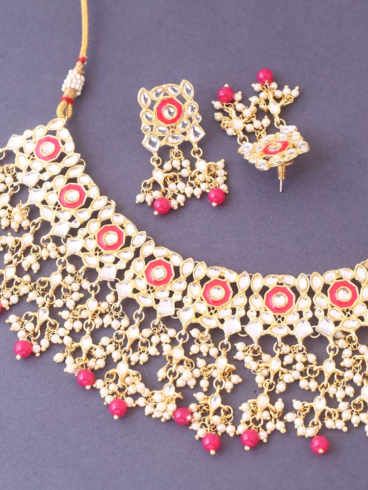 Red Samaria Kundan Jewellery Set