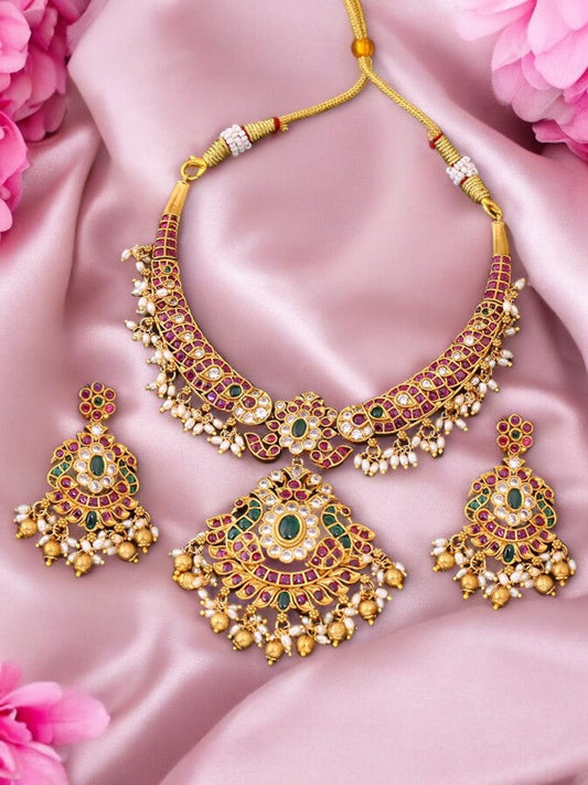 Multicolor Madhava Antique Jewellery Set - New Arrival