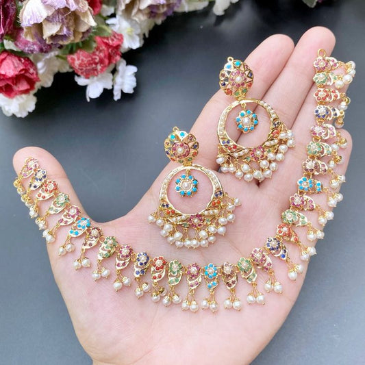 Gold Plated Navratna Set Delicate and Evergreen