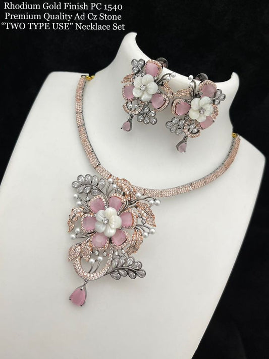 Rhodium Two Type Necklace Set For you