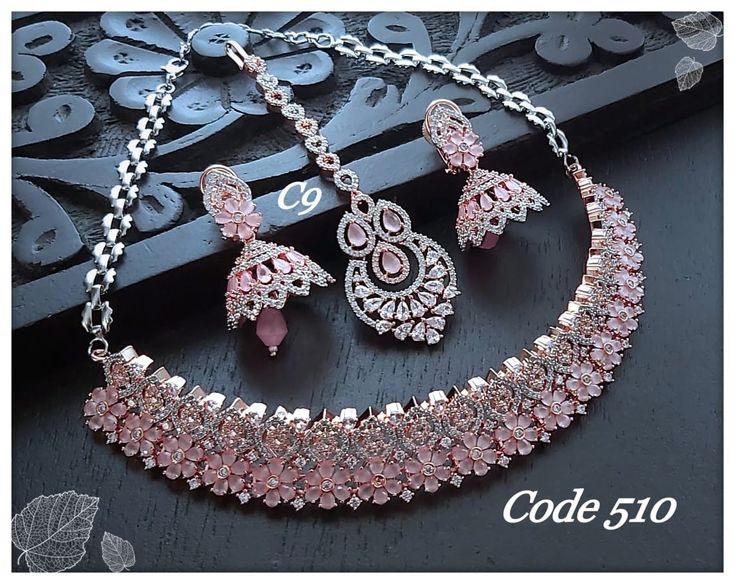 Apsara Look Rose Real Diamond Necklace Set